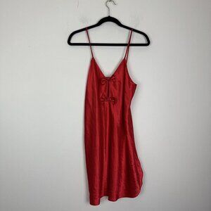Intimate Affair California Red Slip Lingerie Bows Made In USA Size Medium